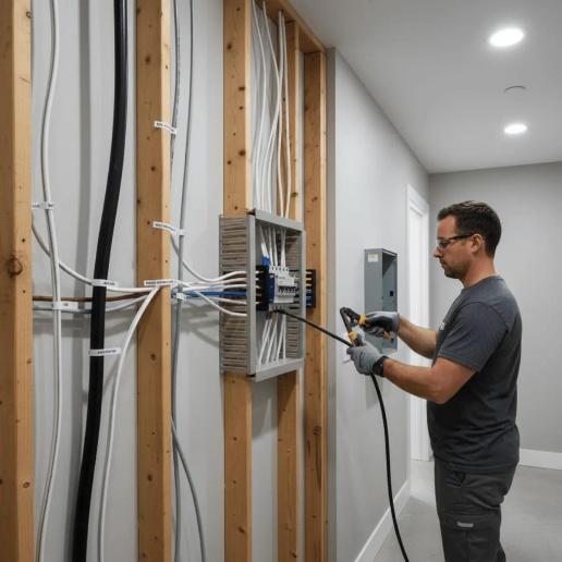 Electrician completing electrical installation services in Central Valley for a residential property.
